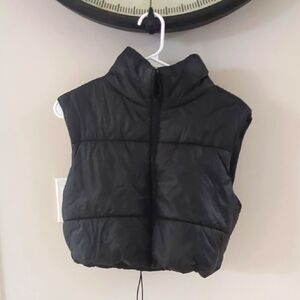 Cropped Black Puffer Vest